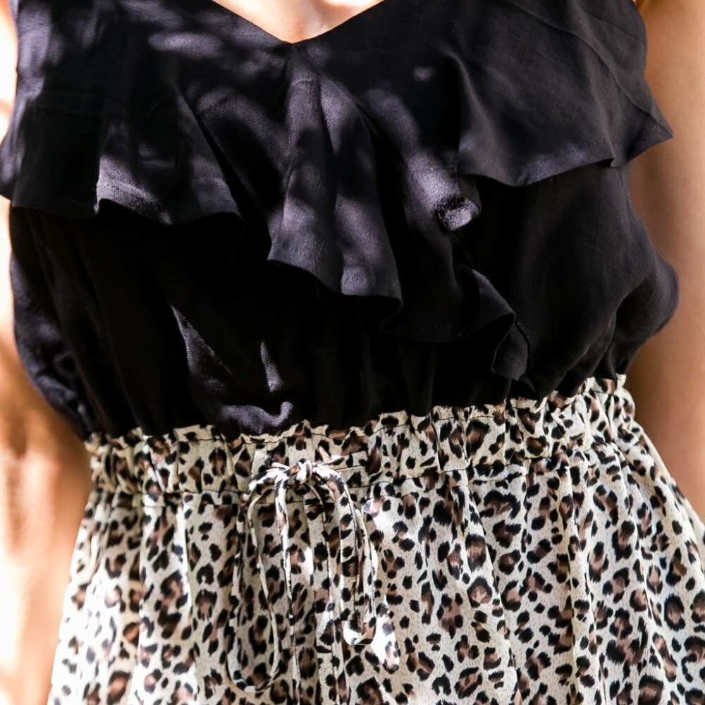 Main Strip Ruffle Top Leopard Maxi Dress - Picture 2 of 2